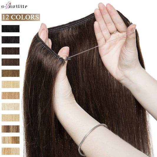 Invisible Halo/ Wire 100% Human Hair  Extensions