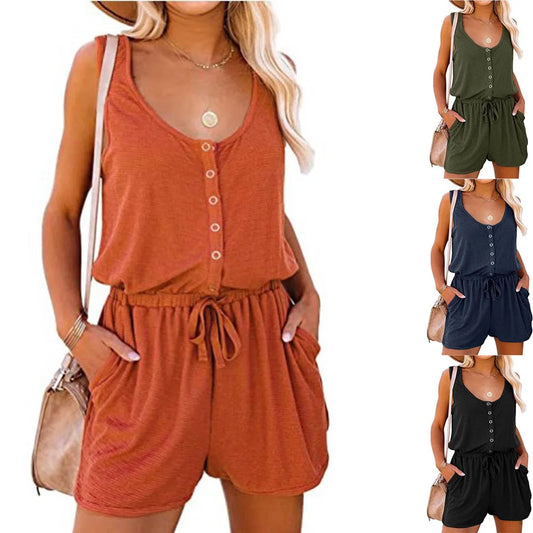 Sleeveless Jumpsuit/Romper with a waist tie
